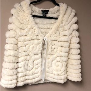 Fur jacket with silk tie